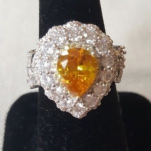 Size 8 citrine and white sapphire ring